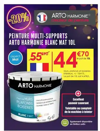 Décor Discount Peinture Multi-Supports Arto Harmonie Blanc Mat 10L offre