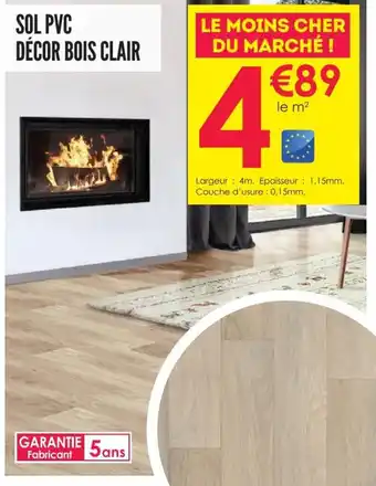 Décor Discount Sol PVC Decor Bois Clair offre