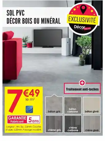 Décor Discount Sol PVC Decor Bois Ou Mineral offre