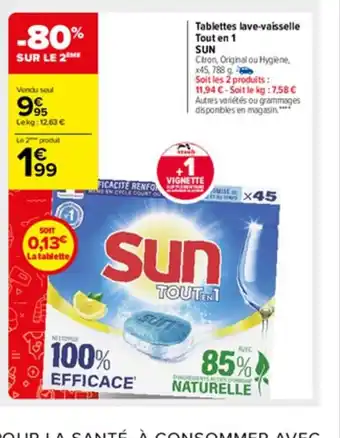Carrefour Market Tablettes Lave-Vaisselle Tout En 1 Sun offre
