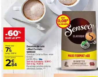 Carrefour Market Dosettes de Cafe Maxi Format Senseo offre