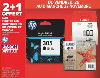 Carrefour Hp / epson / canon 2+1 offert sur toutes les cartouches hp, epson et canon offre