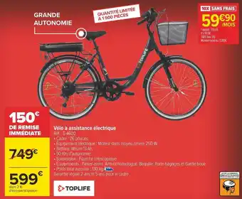 Carrefour Toplife vélo à assistance électrique offre