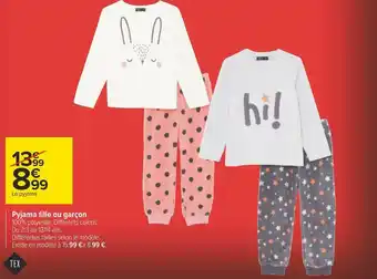 Carrefour Tex pyjama fille ou garçon offre