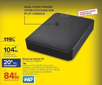 Carrefour Wd disque dur externe 4to offre
