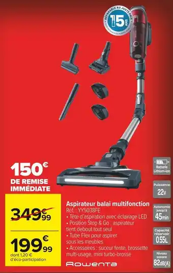 Carrefour Market Rowenta aspirateur balai multifonction offre
