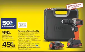 Carrefour Black & decker perceuse à percussion 18v offre