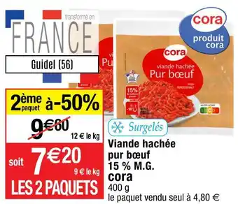 Cora x Carrefour Cora viande hachée pur bœuf 15 % m.g. offre