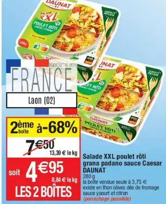 Cora x Carrefour Salade xxl poulet rôti grana padano sauce caesar daunat offre