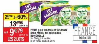Cora x Carrefour Petits pois tendres et fondants sans résidu de pesticides bonduelle offre