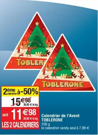 Cora x Carrefour Calendrier de l'avent toblerone offre