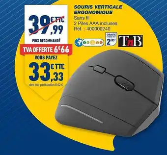 Souris verticale ergonomique tnb