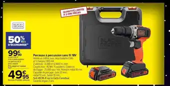 Carrefour Market Perceuse à percussion sans fil 18v black+ decker offre
