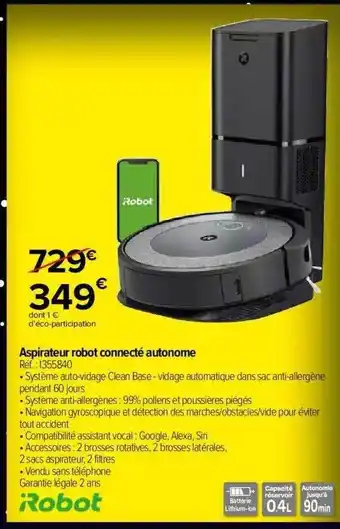 Carrefour Market Aspirateur robot connecté autonomie offre