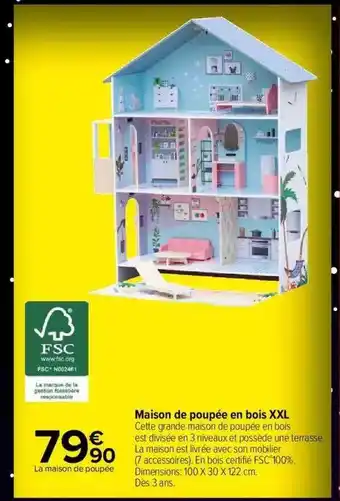 Carrefour Market Maison de poupée en bois xxl offre