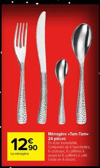 Carrefour Ménagère «tam-tam» 24 pièces offre