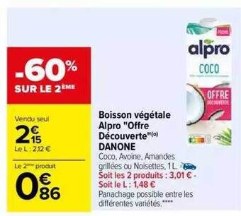Carrefour Boisson végétale alpro offre