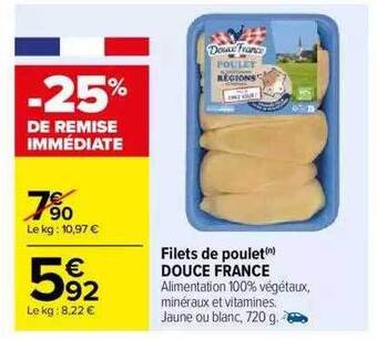 Carrefour Filets de poulet douce france offre