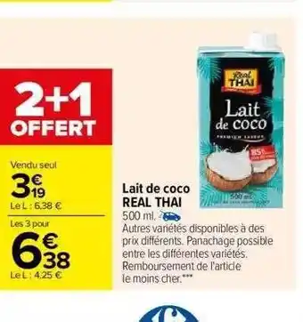 Carrefour Lait de coco real thai offre
