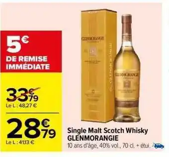 Carrefour Single malt scotch whisky glenmorangie offre