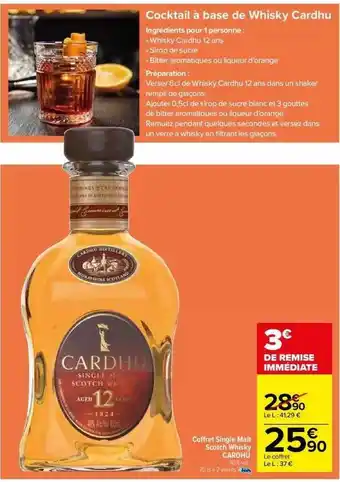 Carrefour Coffret single malt scotch whisky cardhu offre