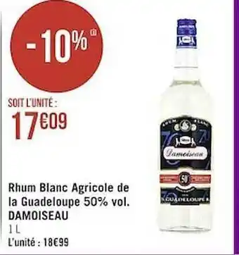 Casino Supermarchés Rhum blanc agricole de la guadeloupe 50% vol. damoiseau offre