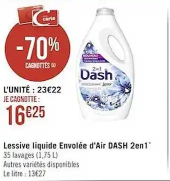 Casino Supermarchés Lessive liquide envolée d'air dash 2 en 1 offre
