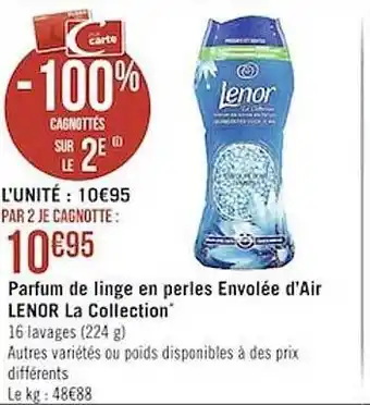 Casino Supermarchés Parfum de linge en perles envolée d'air lenor la collection offre