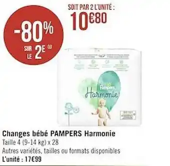 Casino Supermarchés Changes bébé pampers harmonie offre