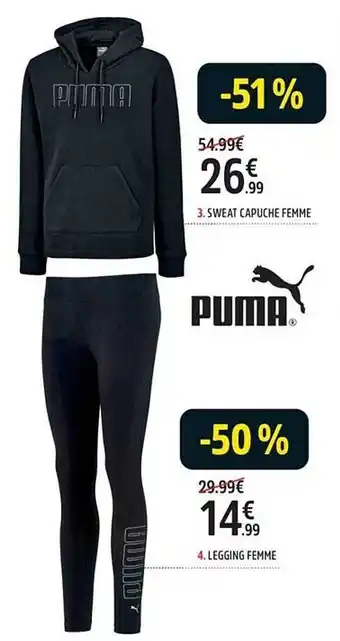 Intersport Sweat capuche femme, legging femme puma offre