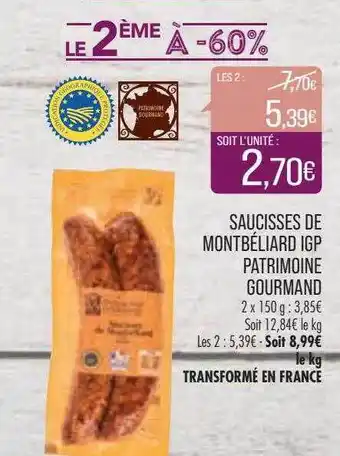 Match Saucisses de montbéliard igp patrimoine gourmand offre