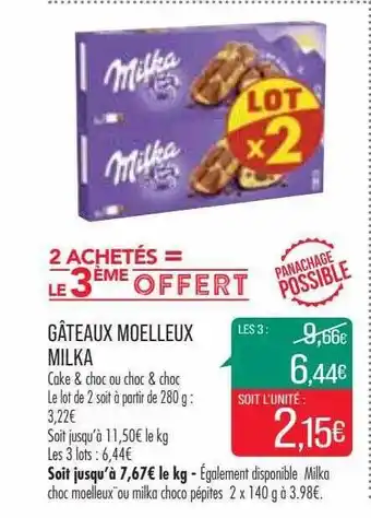 Match Gâteaux moelleux milka offre