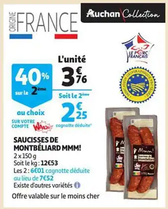 Auchan Saucisses de montbéliard mmm! offre