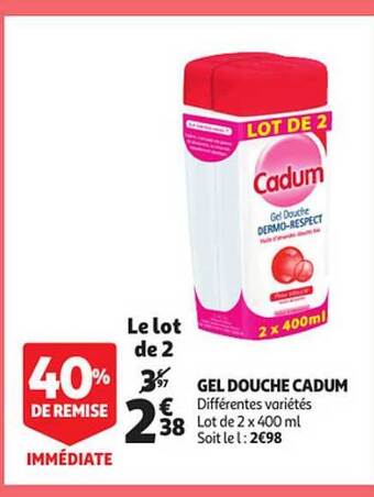 Auchan Gel douche cadum offre