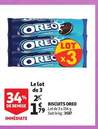 Auchan Biscuits oreo offre