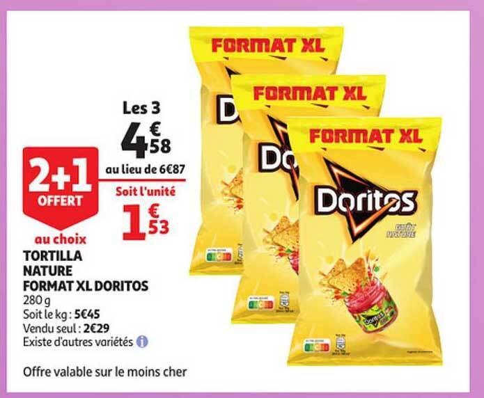 Promo Tortilla nature format xl doritos chez Auchan