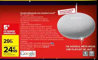 Carrefour Enceinte bluetooth avec assistant vocal google offre