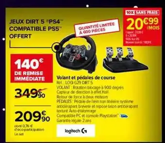 Carrefour Volant et pédales de course logitech offre
