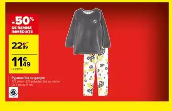 Carrefour Pyjama fille ou garçon offre