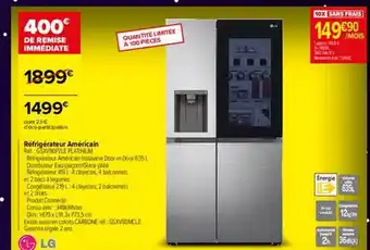 Carrefour Réfrigérateur américain lg offre
