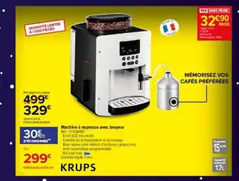 Carrefour Machine à expresso avec broyeur krups offre