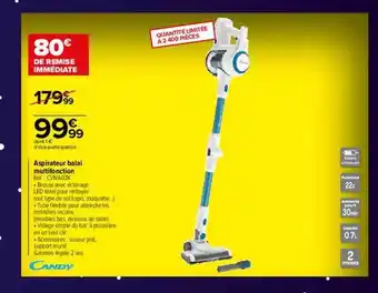 Carrefour Aspirateur balai multifonction candy offre