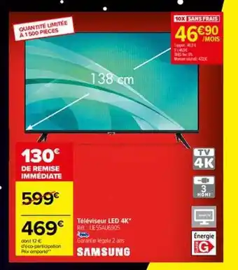 Carrefour Téléviseur led 4k samsung 138 cm offre