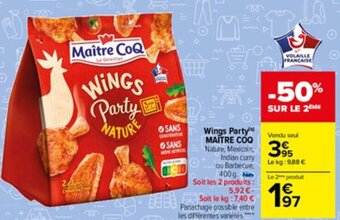 Carrefour Market Wings party MAÎTRE COQ offre