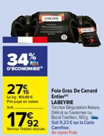 Carrefour Market Foie gras de canard entier LABEYRIE offre