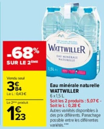 Carrefour Market Eau minérale naturelle WATTWILLER offre