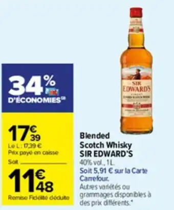 Carrefour Market Blended scotch whisky SIR EDWARDS'S offre