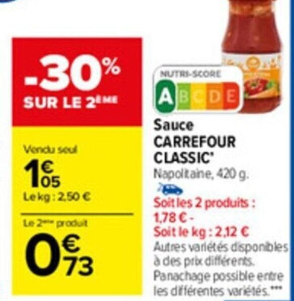 Promo Sauce carrefour classic chez Carrefour Market