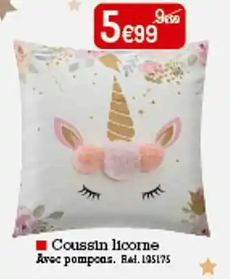Kandy Coussin licorne offre