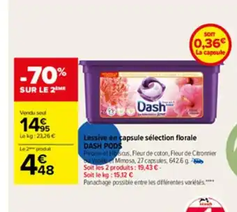 Carrefour Market Lessive En Capsule Selection Florale Dash Pods offre